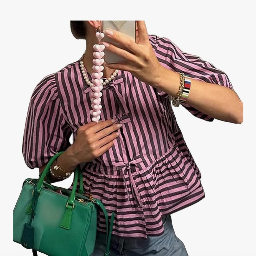 Chic Pink Striped Blouse